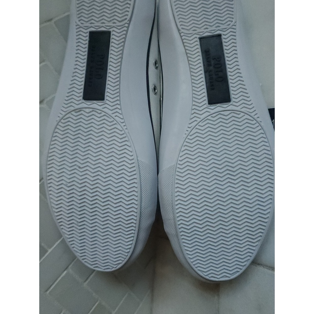 Polo Ralph Lauren Parnell Sneakers Women 10B White Oxford Canvas Low Top Preppy - Picture 13 of 13